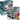 Topps NFL Chrome 2025 Mega Box by Topps, featuring rookie and NFL player trading cards with action shots on vibrant, holographic backgrounds. Four sample cards shown in front of the box.