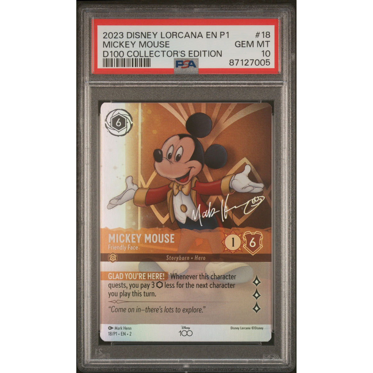Lorcana: Mickey Mouse #18 PSA 10-87127005