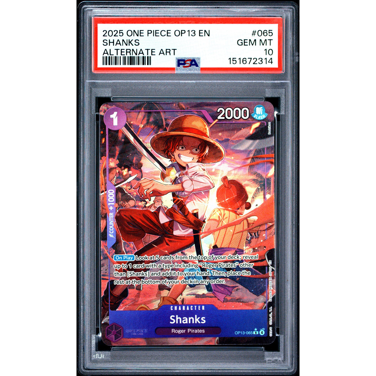 One Piece TCG: Shanks #065 PSA 10-151672314