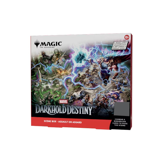 A Magic: The Gathering - Marvel Darkhold Destiny Collector Scenes box featuring an action-packed illustration of Doctor Strange and other characters in battle.