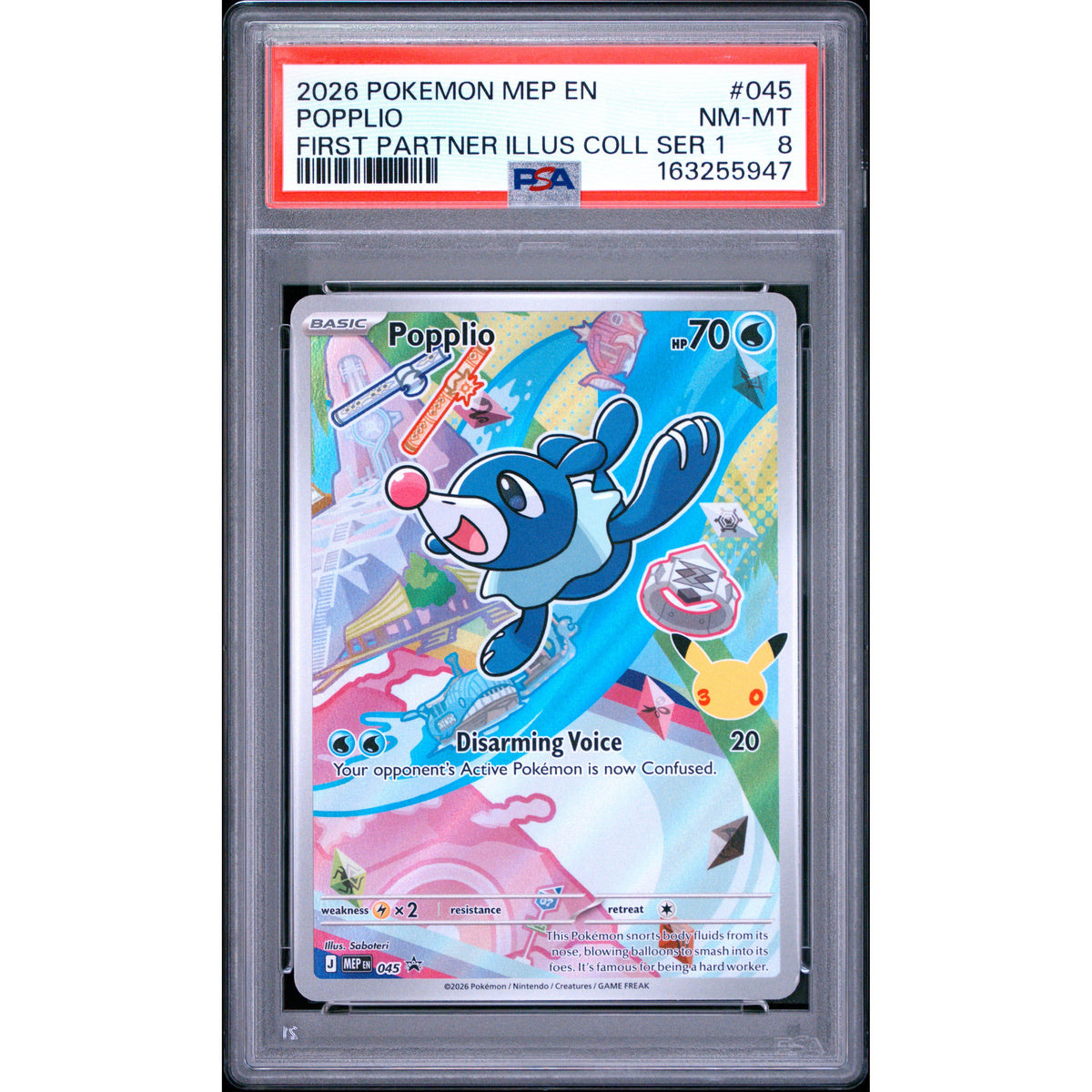 Pokémon TCG: Popplio #045 PSA 8-163255947