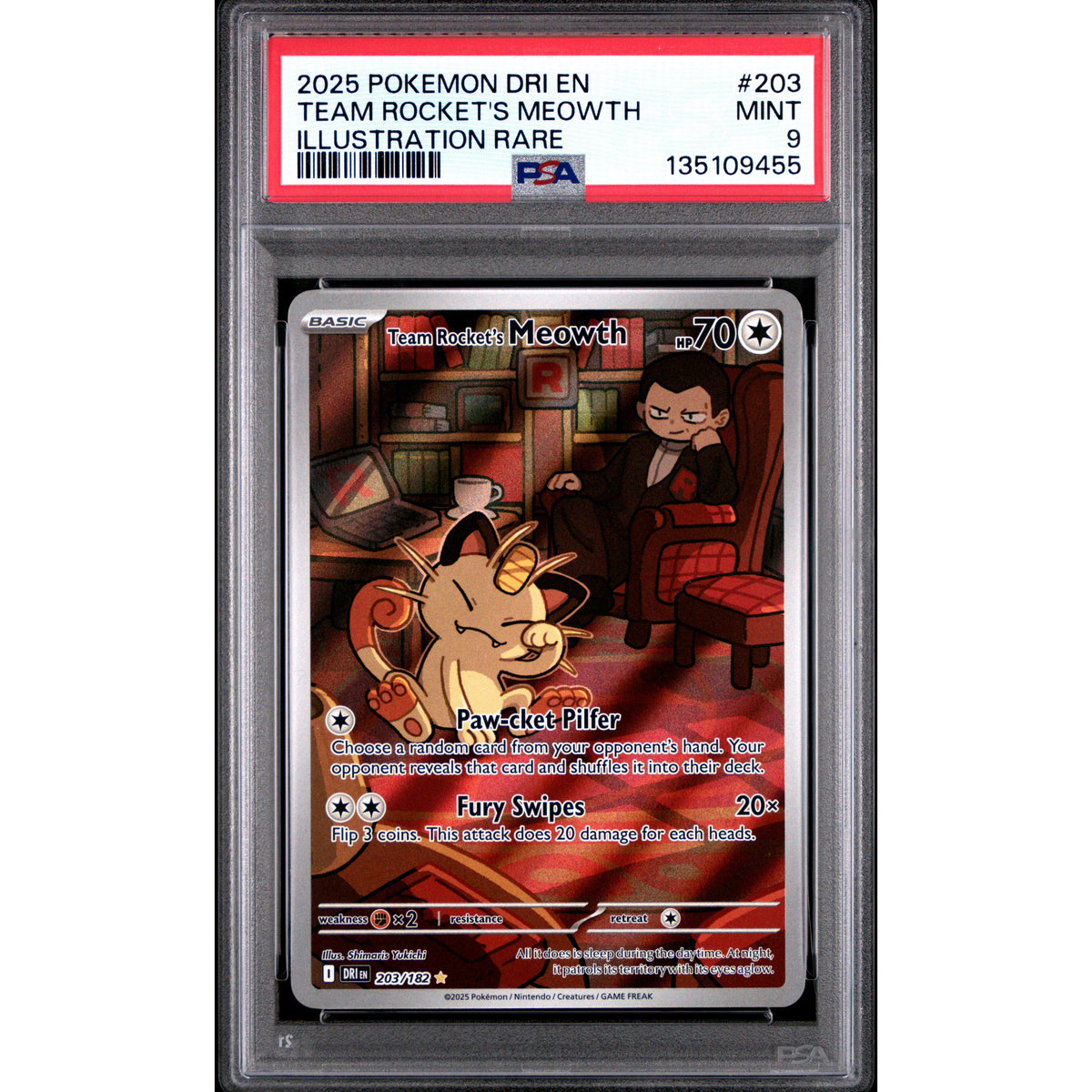 Pokémon TCG: Team Rocket's Meowth #203 PSA 9-135109455